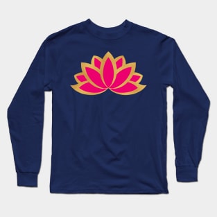 Pink and gold lotus design , Traditional lotus Long Sleeve T-Shirt